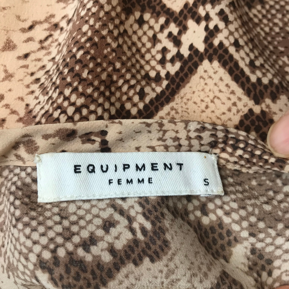 Equipment Beige Python Print Silk Short Sleeve Top - image 7